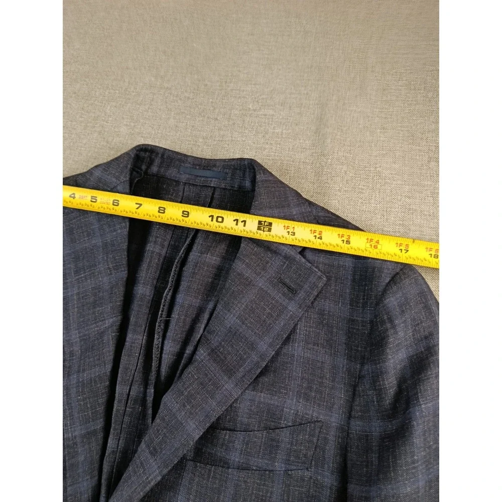 Proper Cloth Sport Coat Mens 40 R Windowpane Wool  Silk Linen Half Lined Blazer